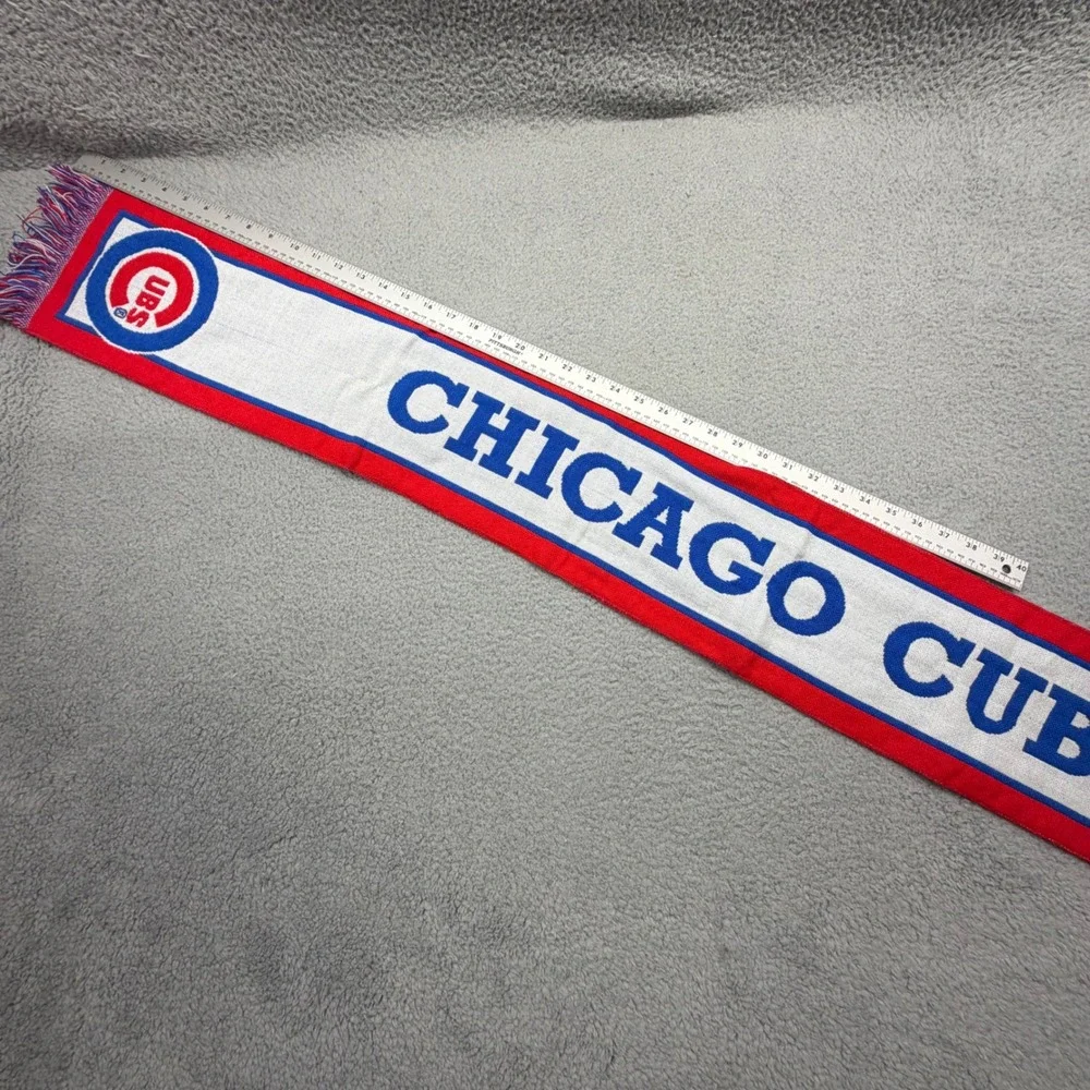 Chicago‎ Cubs MLB Baseball Heileman's Old Style Knit Fringe Red Blue White Scarf